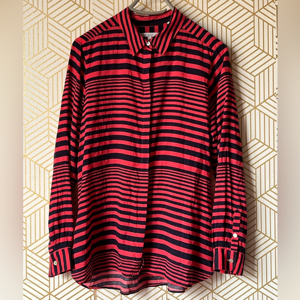 Foxcroft Women's Red And Black Button Down Shirt Size 14